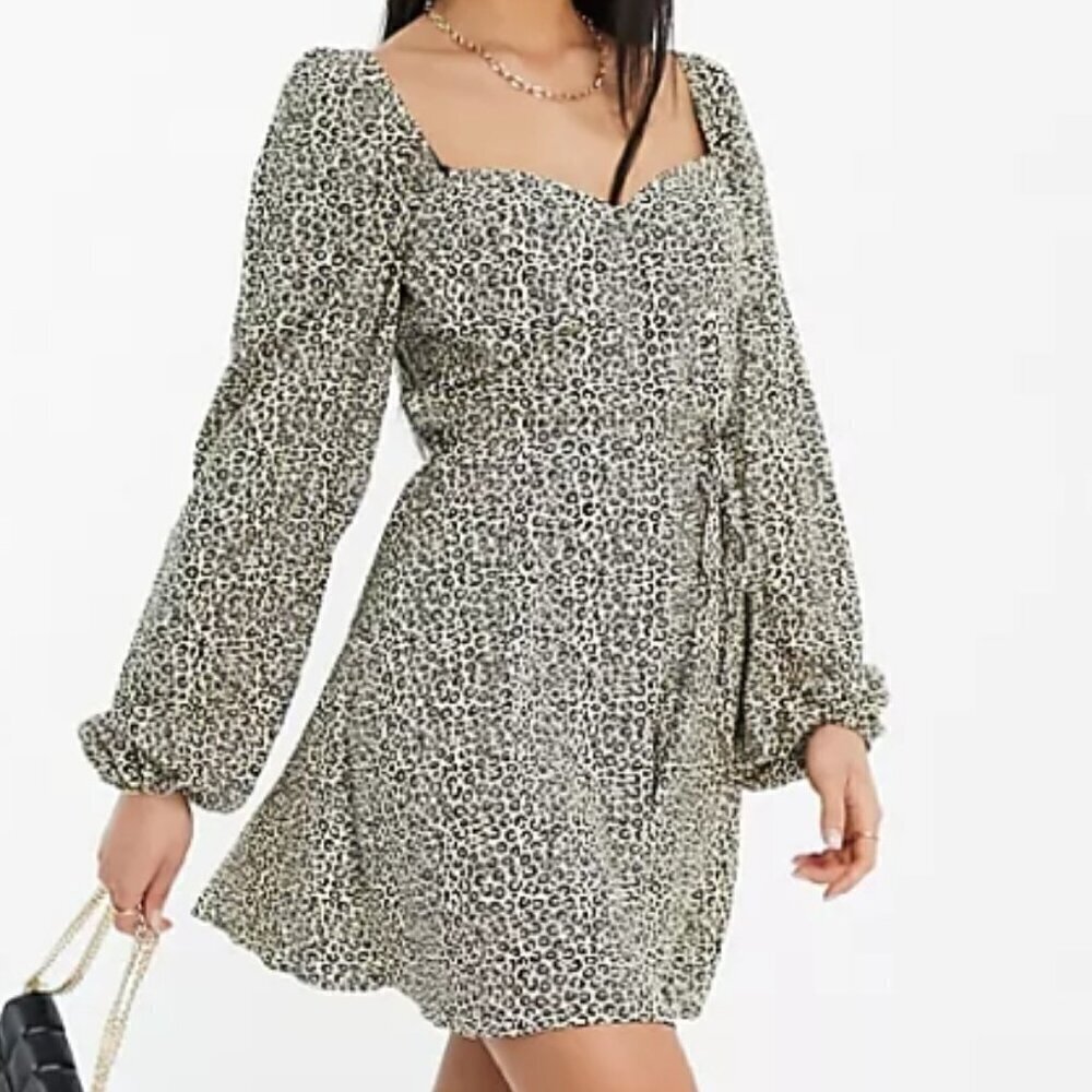 ASOS Women's Size 6 (UK 10) Cream Animal Print Milkmaid Corset Mini Dress